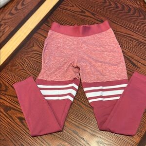 Adult Pink Leggings with White Stripes